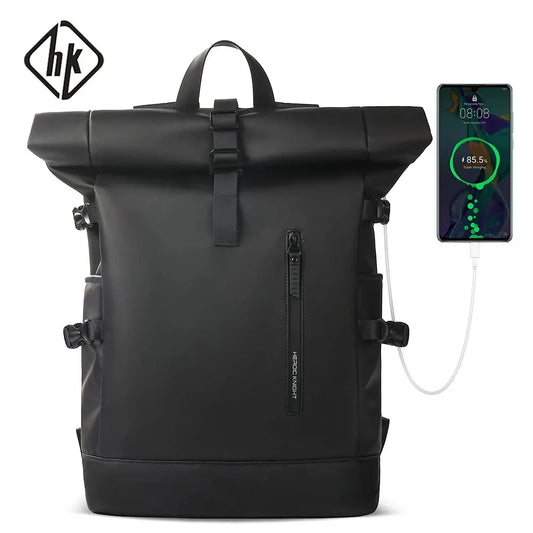 HK Expandable Travel Backpack Men Large Capacity Waterproof 15.6” Laptop Bag Hiking Rucksack Cycling Daypack Bag with USB Port