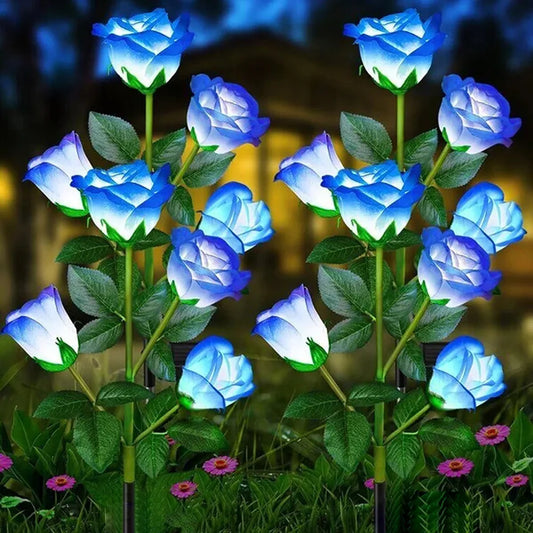 7 Heads Solar Lights Outdoor Decorative Solar Garden Lights Rose Flower Lawn Lamp for Yard Patio Garden Decor Flowers