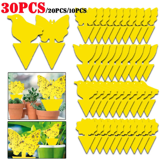 30-10pcs Sticky Insect Trap Yellow Plastic Insect Sticky Board Plant Pest Control Catcher Flower Pot Gardening Supplies