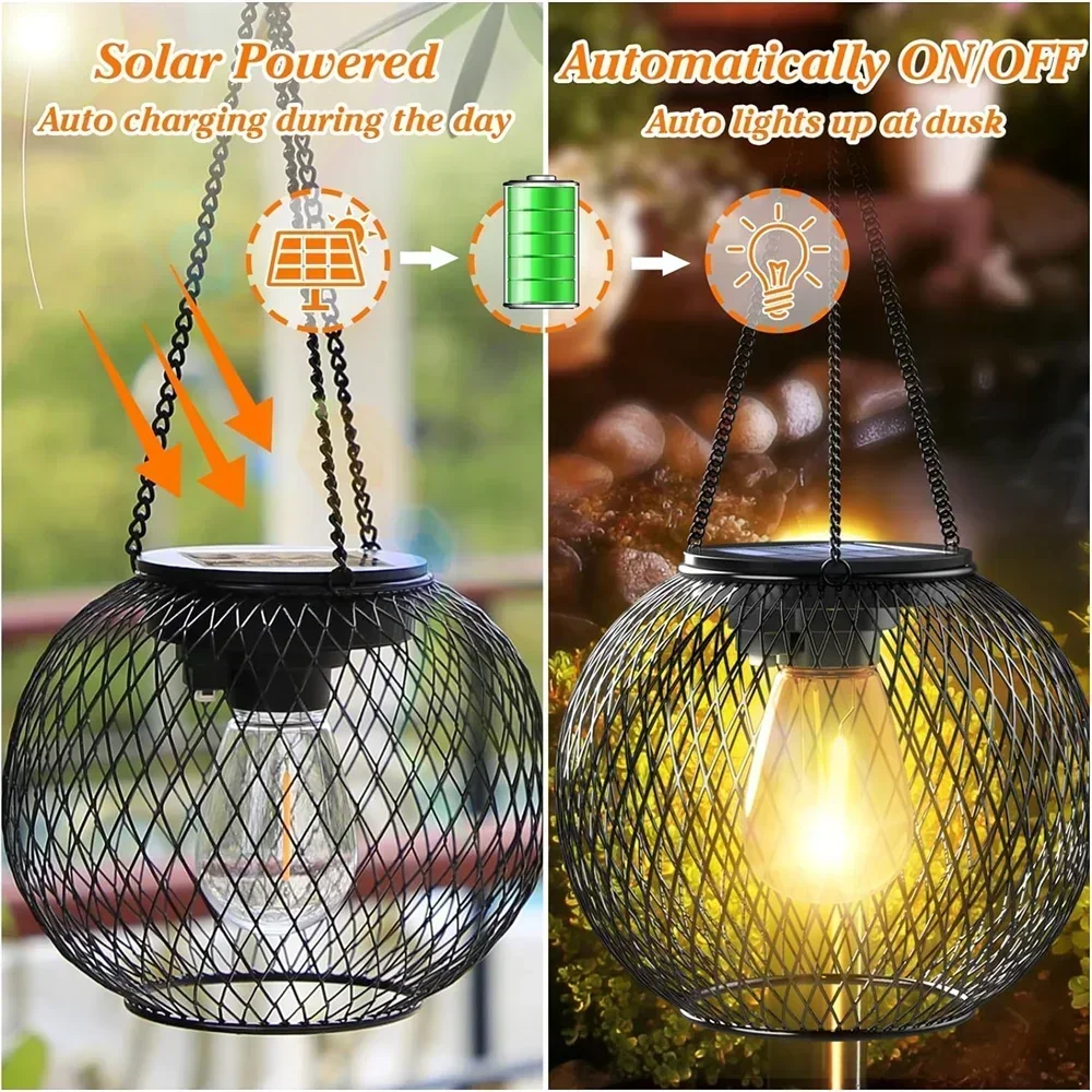 Solar Lantern Outdoor, Solar Lights for Outside Decorative Outdoor Hanging Lights Waterproof Solar Lanterns, yard garden lamp