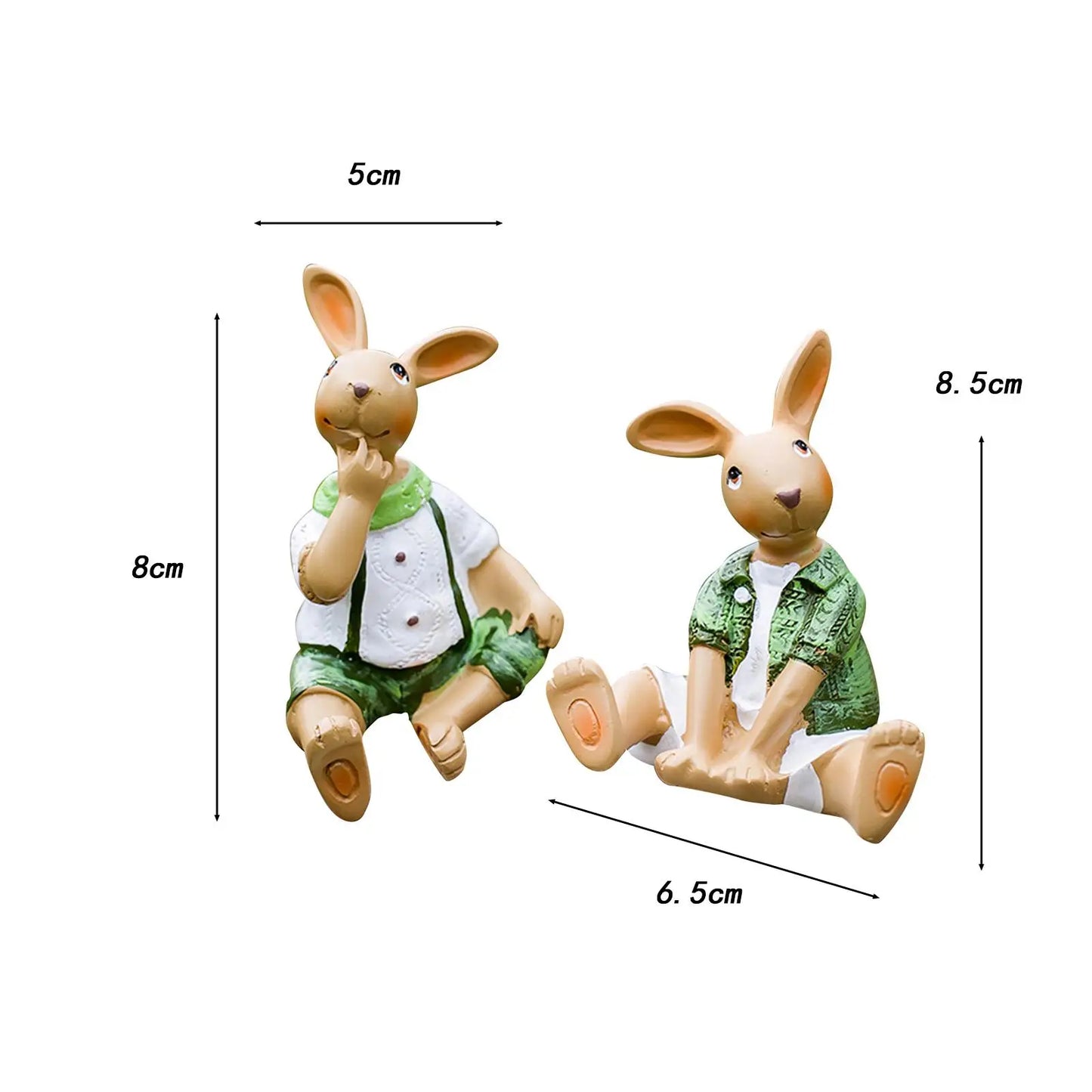 2x kanin puutarhapatsas Luovat ulkoilmakoristeet nurmikon patio talon lämmitys lahjahartsiveistokset Kani Figurines Outdoor Sisustus