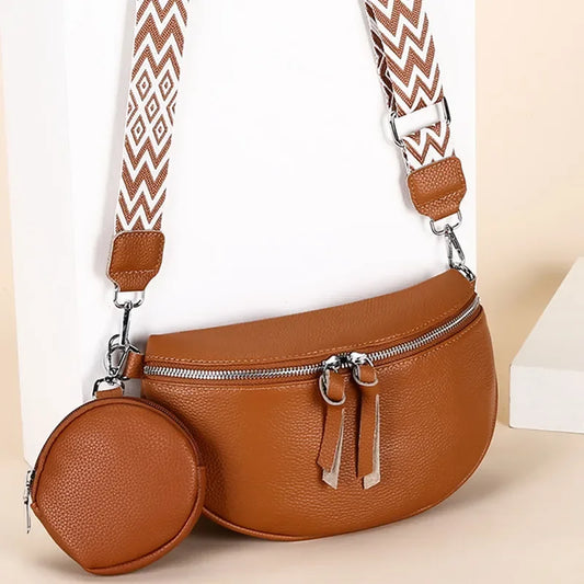 Luxury Genuine Leather Woman Chest Bag High Quality Cow Leather Women's Crossbody Bag With Small Purse Female Handbags Waist Bag
