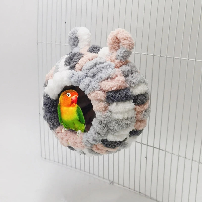 Birds Nest Parrots Plush Nest Hanging Tree House for Small Birds Pet Portable Bird Screw Fixed Nest Perch Bed Bird Toy