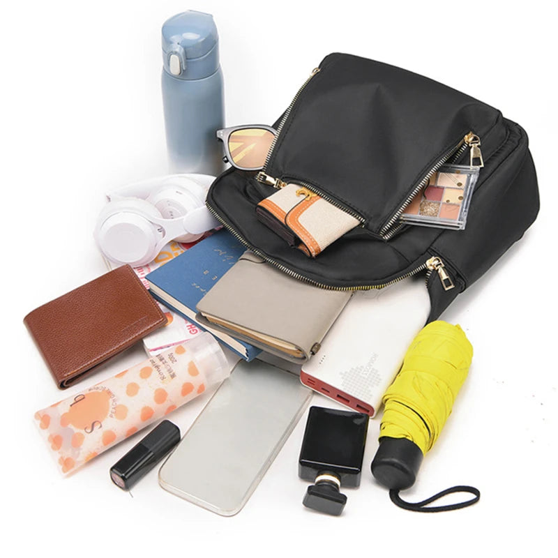 Simple Pu Black Large Capacity Backpacks Women Travel Bag Solid Harajuku Student Schoolbag Backpack Unisex Bags High Street