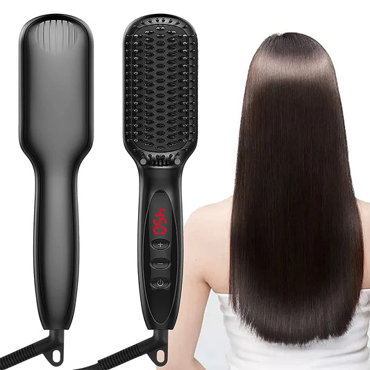 Hair Straightener Brush Comb Electric Hair Brushes Hot Comb Straightener For Hair Anti-scalding Ceramic Beard Straightener Brush