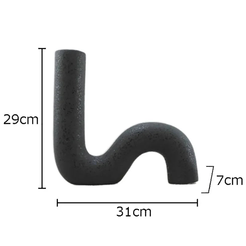 Minimalist Ceramic Vase Pipeline Shape Floral Vases Desk Decoration Frosted Porcelain Flowers Arrangement Modern Home Decor