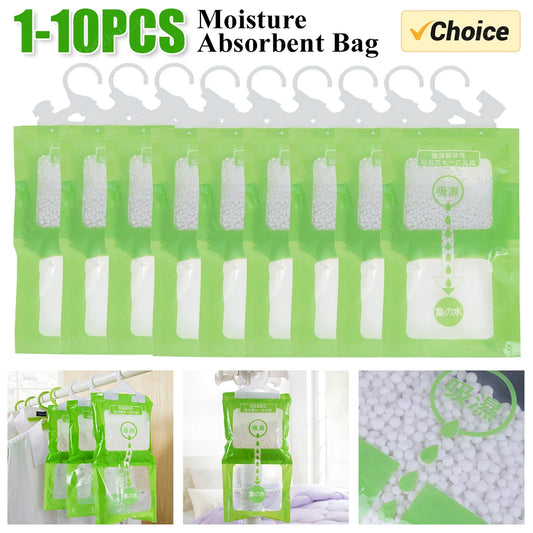 1-10PCS Moisture Absorber Hanging Drying Clothes Dehumidifier Home Wardrobe Dehumidifier Fragrance-Free Moisture Hangings Bags