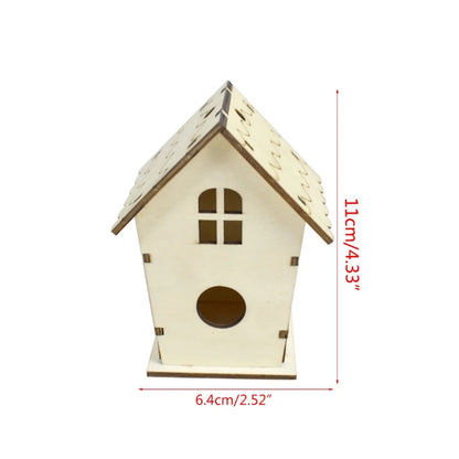 Natural Wooden Bird House Nest for Creative DIY Handmade Crafts Decorative Simulated Box for Bluebird Finch Wren Chickadee