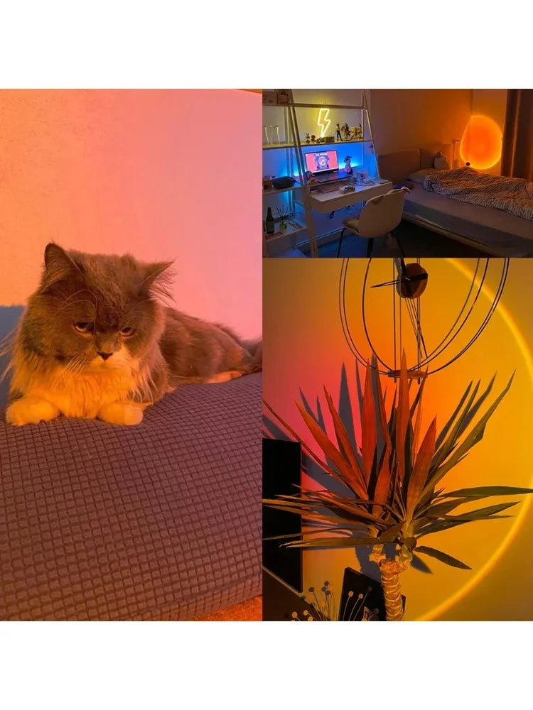 USB Sunset Lamp Sunset Ambiance Night Light Projector Lamp for Bedroom Atmosphere Light Wall Decor Gift