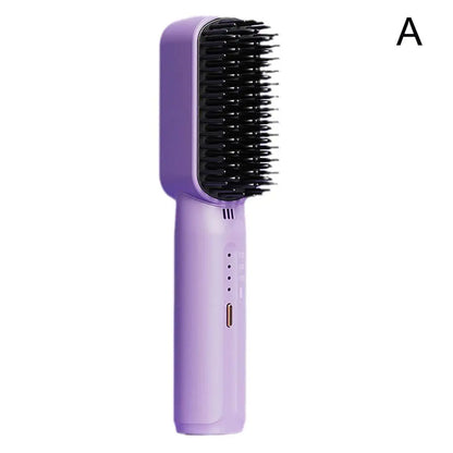 Lazy Hair Straightener Wireless Hair Hot Comb Mini USB Rechargeable Fast Heating Straightening Brush for Home Travel G4O3