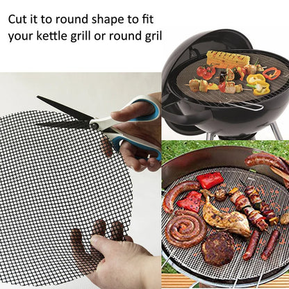 50PCS Non-Stick High Temperature Resistant BBQ Grid Pad Barbecue Mesh Reusable Easily Cleaned Cooking Pads Baking Grill Tool