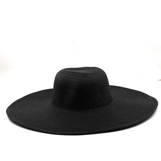 New Style Solid Color Wide Brim Summer Sunshade Panama Straw Hats For Women Outdoor Casual Luxury Straw Caps Sand Beach Hats