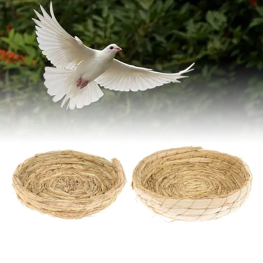 Natural Straw Bird Nest Bird Cages Parrot Resting Breeding Place Handmade Warm Pet Bedroom For Parrots Canaries Pigeon Dove