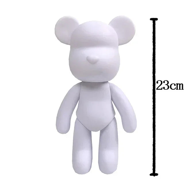 DIY Paint Fluid Rabbit Figure Handmade Pigment Doll Toy White Vinyl Bear Figurine Sculpture House Decoration Table Accessories