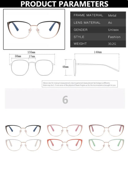 Vintage Cat Eye Anti Blue Light Metal Glasses Frame Optical Computer Glasses Women Fashion Cateye Eyewear Eyeglasses