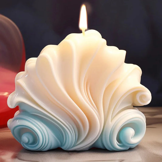 New 3D Shell shaped candle silicone mold wave striped shell cake chocolate silicone mold soap mold water wave shell candle molds