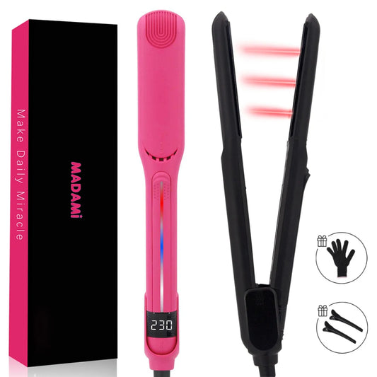 Infrared Hair Straightener Curler Ceramic Plate 230℃ / 450°F Fast Heating Professional 2 In 1 Hair Flat Irons 100-240V