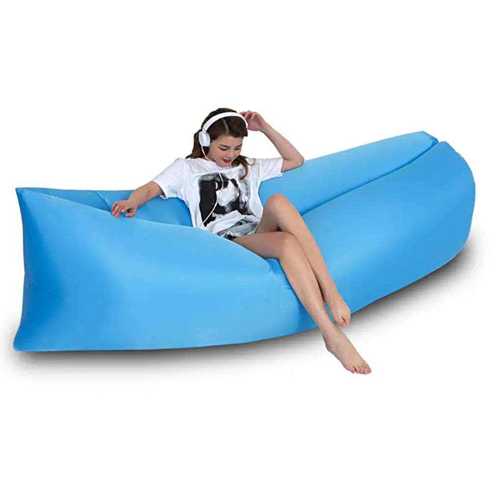 Inflatable Sofa Foldable Lounge Couch Sleeping Bed Portable Beach Sofa Lazy Bed Chair Camping Air Mattress Garden Furniture