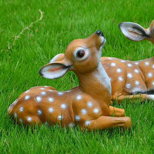 2Pcs Sika Deer Statue Sculpture Ornaments Animal Model Art Craft Outdoor Garden Decoration Ornament