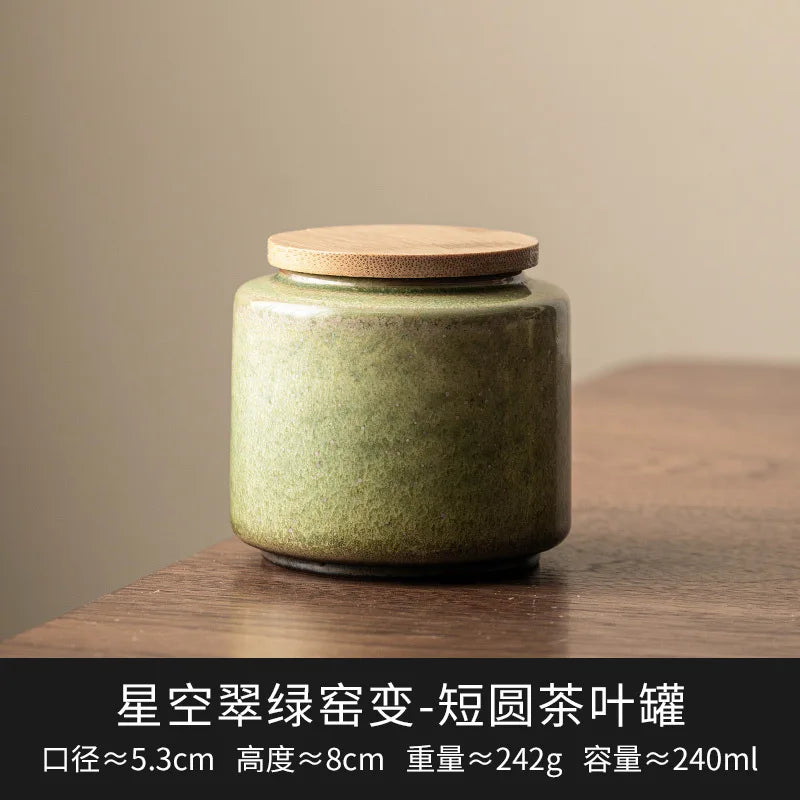Chinese Vintage Tea Can Creative Ceramic Sealed General Can Home Kitchen Pu'er Tie Guan Yin Storage Can Tea Ceremony Accessories