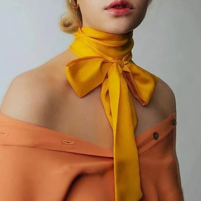 New Satin Silk Narrow Scarf Neckerchief Solid Neck Scarves Long Silk Thin Scarf Head Neck Hair Band Bag Ribbon Headbands DIY