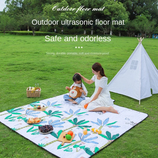 Foldable camping mat, waterproof and moisture-proof beach mat, thickened aluminum film mat for children's outdoor picnics