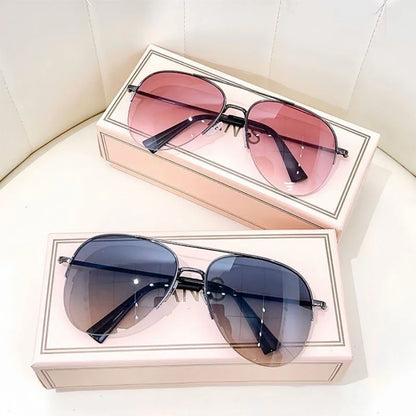 Fashion Gradient Sunglasses for Men Big Frame Pilot Sun Glasses Design Anti-reflective Lunette De Soleil Homme UV400 (No Box)