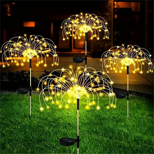 200 LED Solar Garden Firework Lights Outdoor Waterproof 8modes Sparklers Solar Lamp For Outside Backyard Yard Pathway Decoration