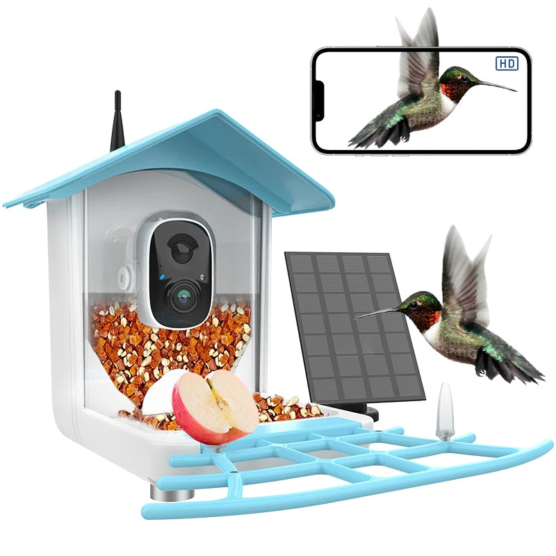 Smart Bird Feeder Camera 2.4G WiFi Wireless Outdoor HD 1080P with Solar Pannel Bird Watch Camera Auto Capture Bird Video Notify