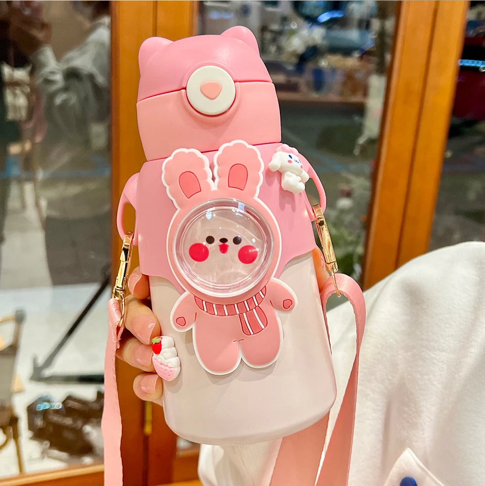 520ML Kids Stainless Steel Thermos Cup Children's Hot Water Cup Portable Thermos Bottle Cartoon Thermos Bottle Insulation Cup