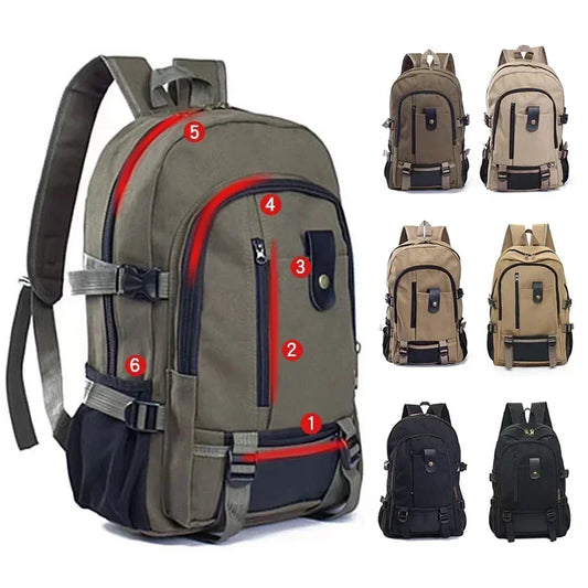Outdoor Travel Camping Bag Computer Bag Mountaineering Bag Large Capacity Backpack for Men Canvas High School Backpacks