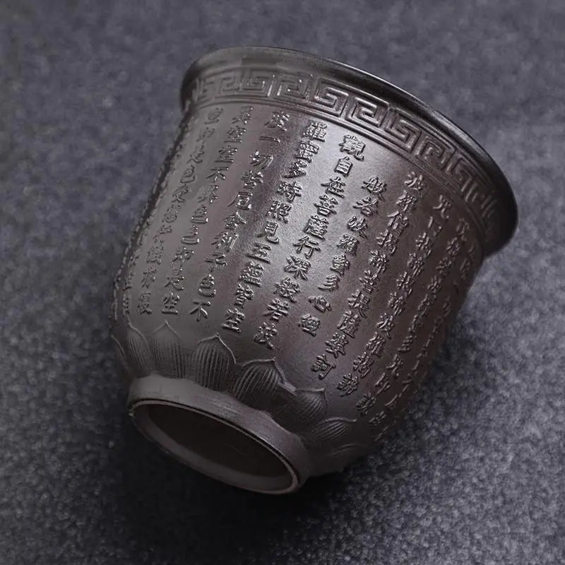 150ML Purple sand kiln change ceramic tea cup Creative personal cup Chinese retro heart Sutra master tea cup single MUGS