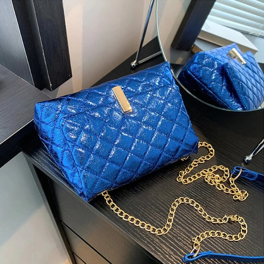 Women PU Leather Shoulder Bag  Chic Glitter Design Tote Handbag Sparkly Y2K Cell Phone Bag Female Crossbody Commuting Bag