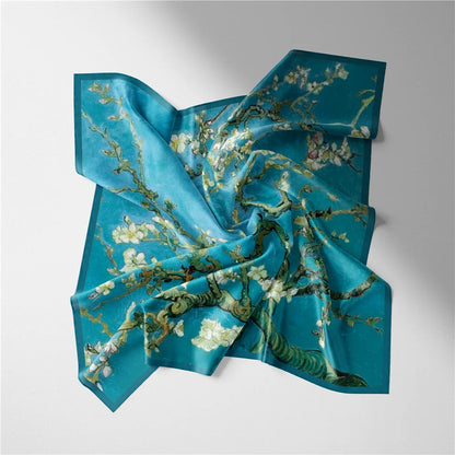 Van gogh Oil Painting Silk Scarf Fashion Women Scarf 53cm Square Scarves Head Scarf Neck Tie Band Professional Neckerchief