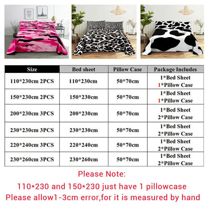 Camouflage Bed Sheet Set Bedding Linens Pillow Cases Queen King Double Size 220x240 Leopard for Bedroom Soft Twin Full Single