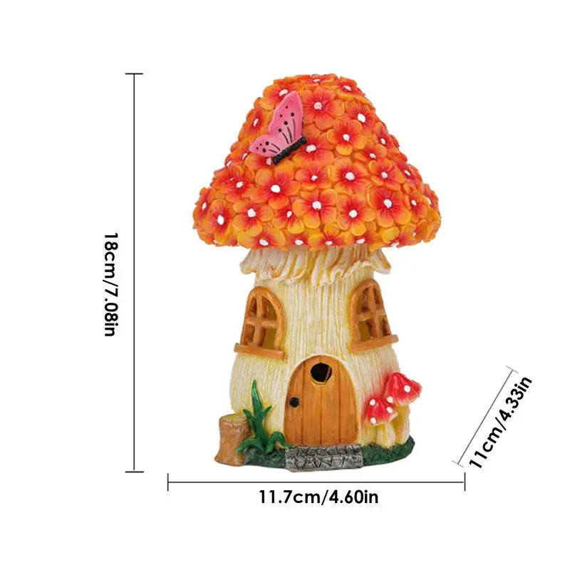 Solar Mushrooms Cute Resin Mushroom House Fairy Lights Garden Decoration Unique Solar Lights Outdoor Mushroom Decor Sculpture