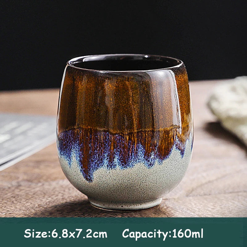 85/160ML Japanese Style Teacup Water Cup Stoneware Ceramic Coffee Cups Kiln Change Kungfu Teacup Beer Tea Mug Cuisine Drinkware