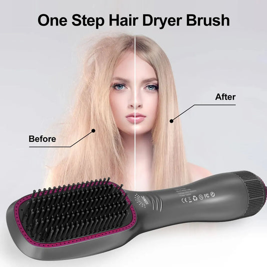 3 In 1 Hot Air Comb Styling Comb for Straight Curly Electric Hot Air Brush Women Anion Heating Comb Hair Straightening Brush