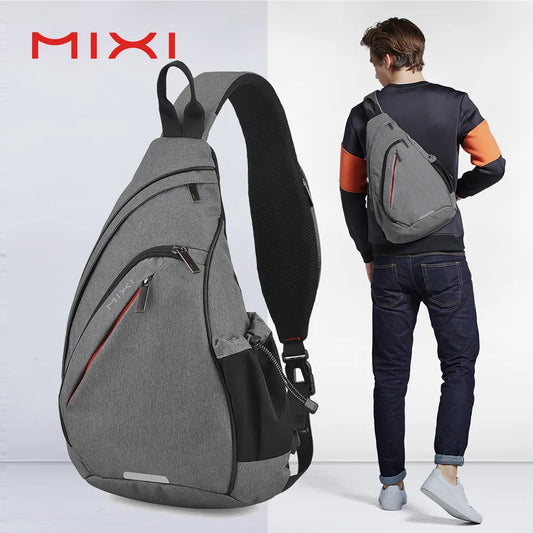 Mixi Men One Shoulder Backpack Women Sling Bag Crossbody USB Boys Cycling Sports Travel Versatile Fashion Student School