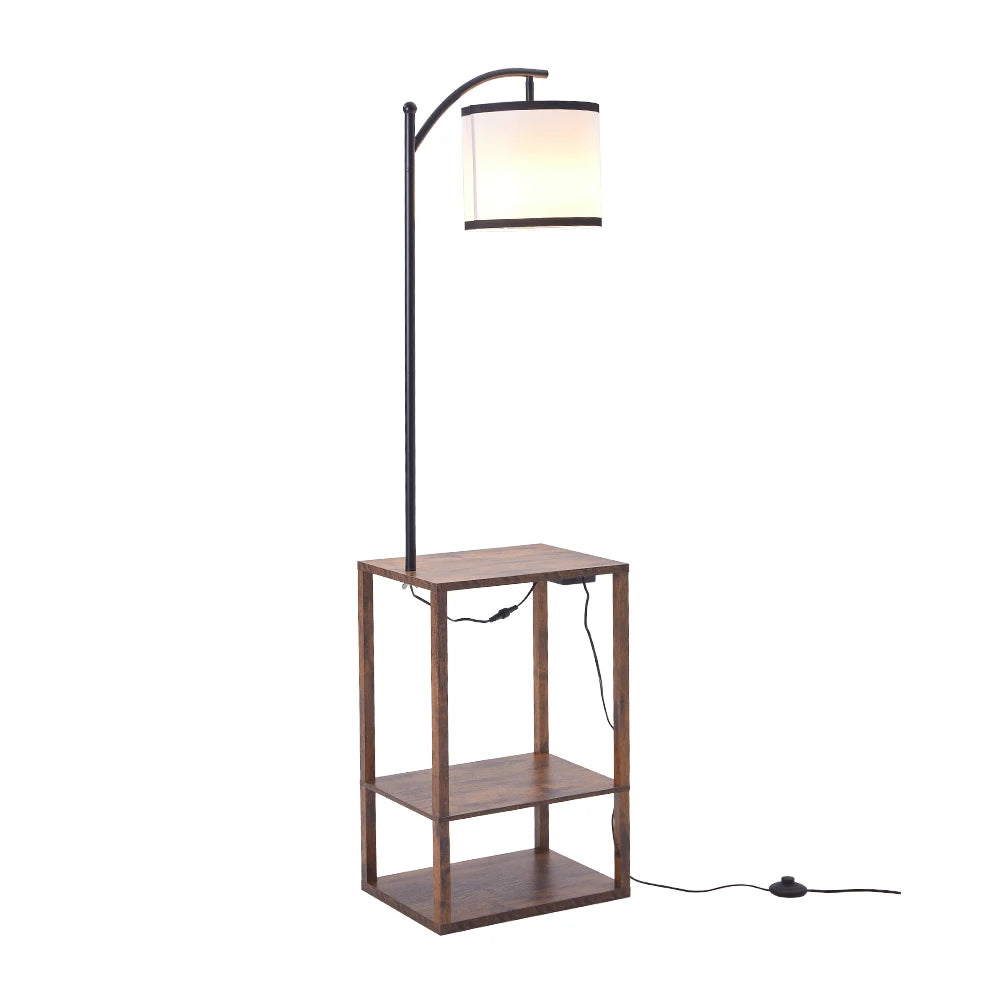 KOMORE Modern Metal Floor Lamp Side Table 2 In 1 for Living Room Office, Bedroom, Hallway, Porch