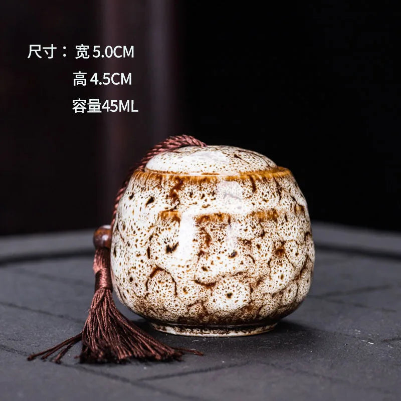 Ceramic tea can, small size, portable, kiln sealed can, household tea storage tank, powder medicine can tea tin Coffee can