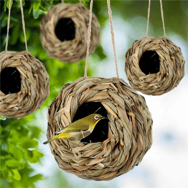 Birds Nest Bird Cage Natural Reed Grass Spherical Hummingbird Nest Outdoor Decorative Weaved Hanging Bird Nest Hous Proficient