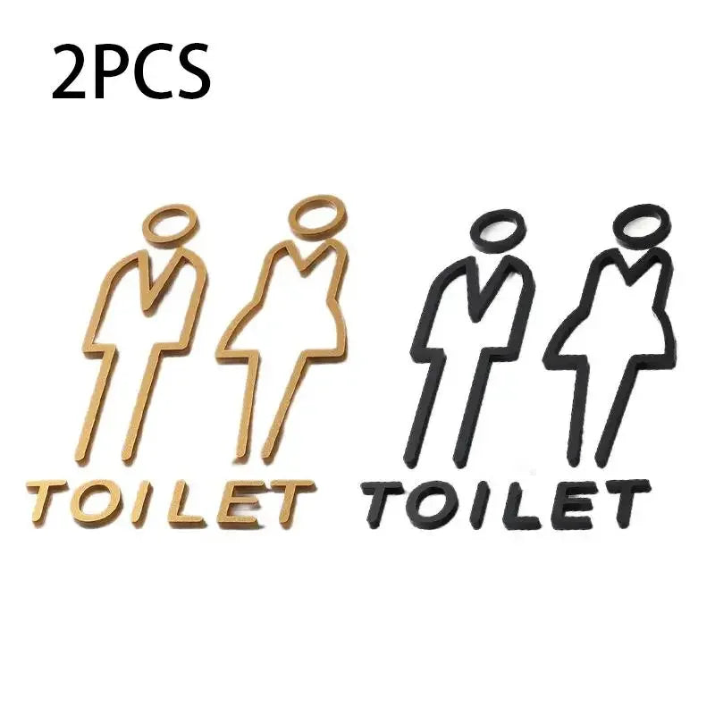 Wall Stickers Toilet Bathroom Door WC Entrance Sign Home Decoration Creative Black Pattern Wall Decals Wallpaper House Sign
