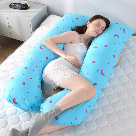 U-shape Pregnant Pillowcase 130x70cm Women Cotton Printing Multifunction Side Protected Cushion Cover Bedding Relaxing Pillows