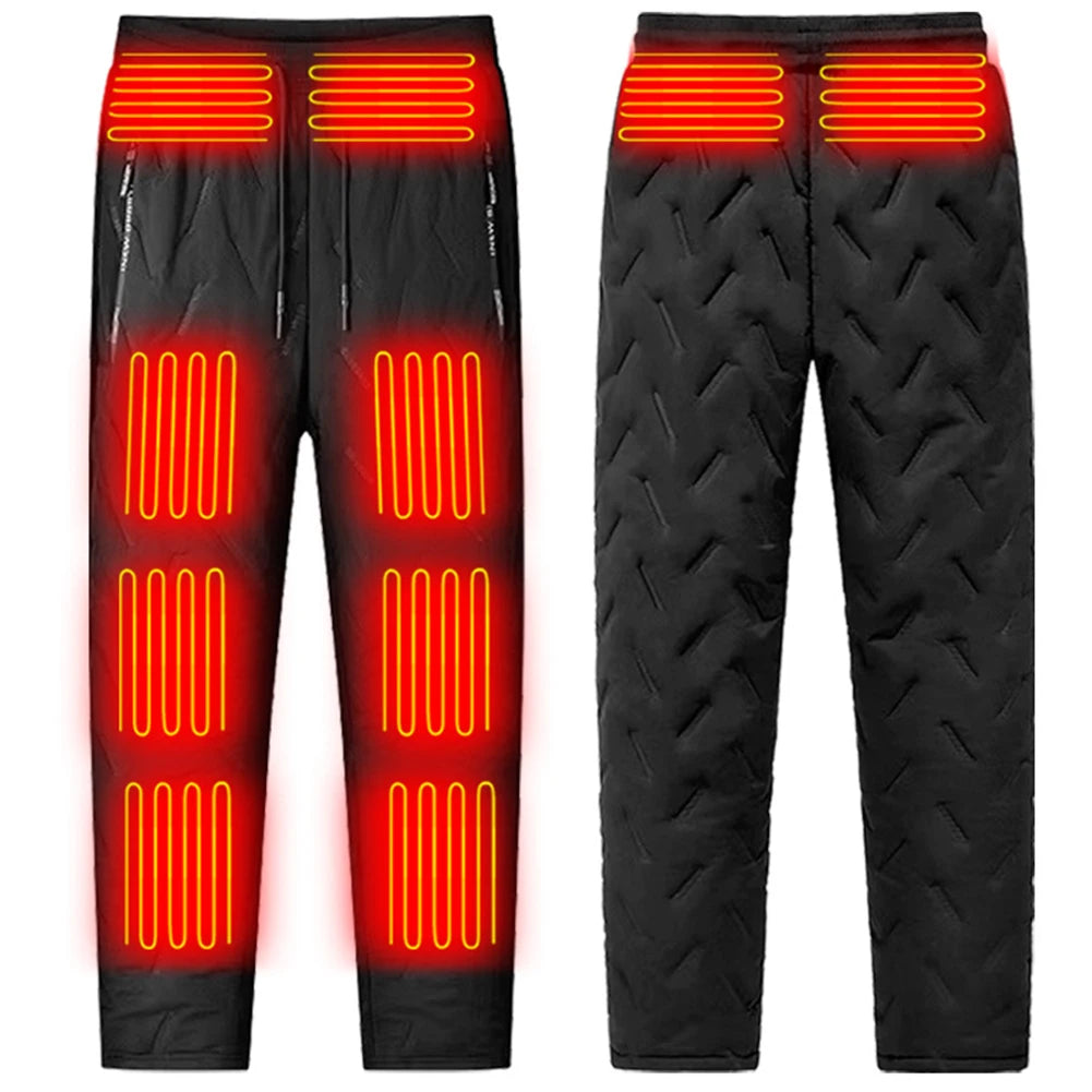 Pantalones de calefacción USB 10 Zonas de calefacción Pantalones con calefacción eléctrica 3 modos de temperatura Pantalones térmicos impermeables al aire libre