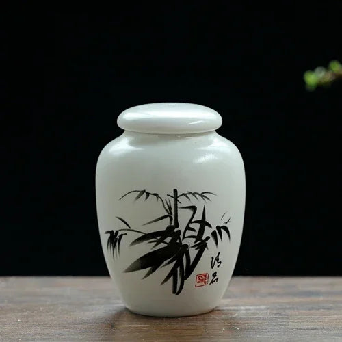Portable Ceramic Tea Caddy Household Storage Sealed Tank Travel Coffee Moisture-proof Jar Kitchen Spice Candy Containers