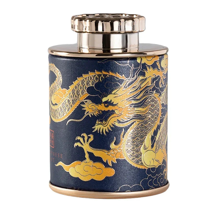 Portable Sealed Cans Dragon Print Mini Tea Canister Home Packaging Box Travel Tea Paper Storage Canisters Empty Can