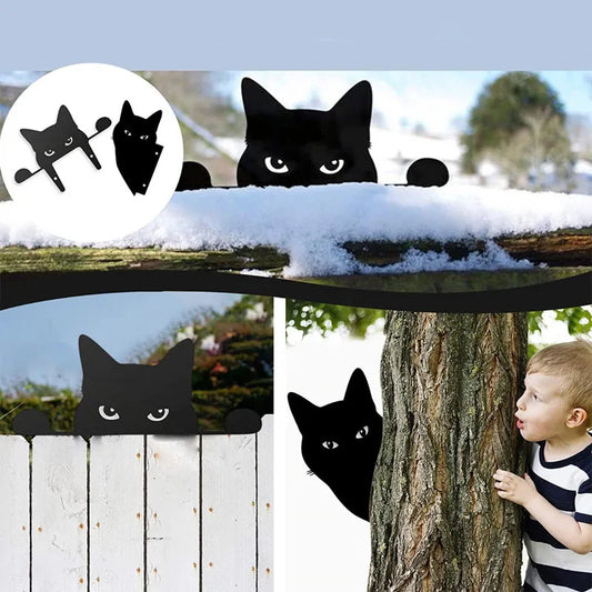 Outdoor Garden Acrylic Decoration Restaurant Wall Window Hanging Sculpture Animal Black Cat Picture Collection Gift