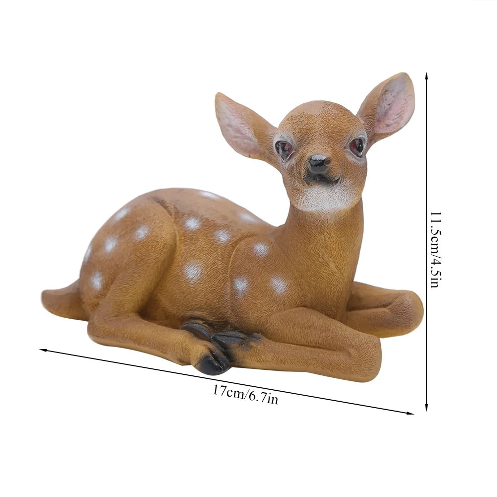 2Pcs Sika Deer Statue Sculpture Ornaments Animal Model Art Craft Outdoor Garden Decoration Ornament