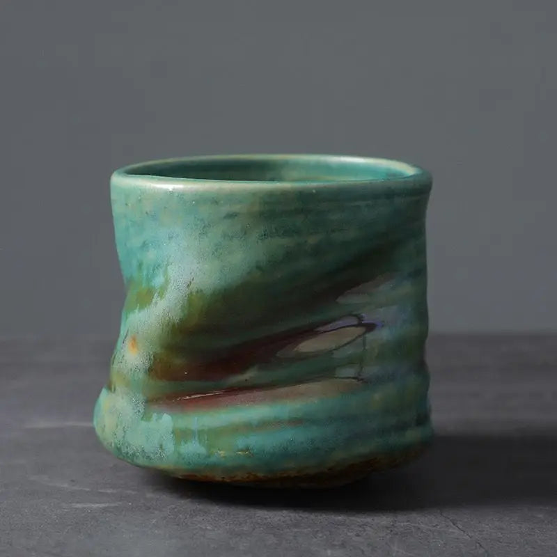 Vintage Handmade Crinkle Flower Coffee Cup for Espresso with Ceramic Material and Unique Design